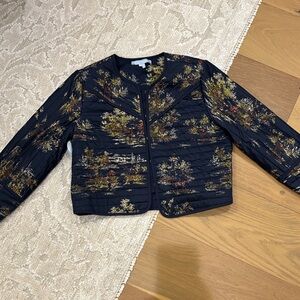 Hill House Navy and Gold Equestrian Toile Jacket